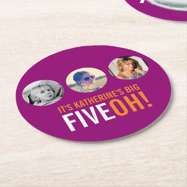 BIG FIVEOH! 50 name and photo templates coasters (Angled)