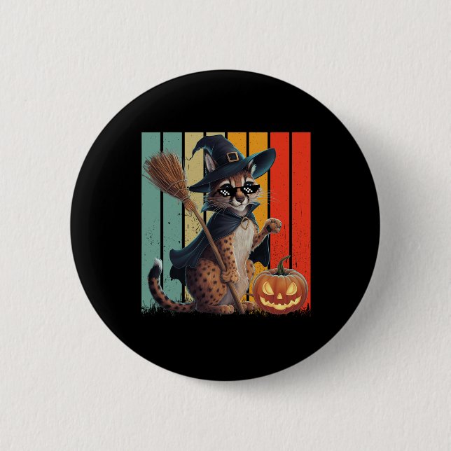 Big Floppa Meme Caracal Cat Halloween  2 Inch Round Button (Front)