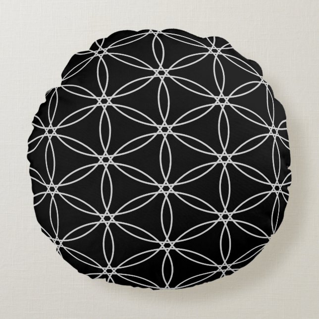 Big Flower of Life Pattern Round Pillow (Front)