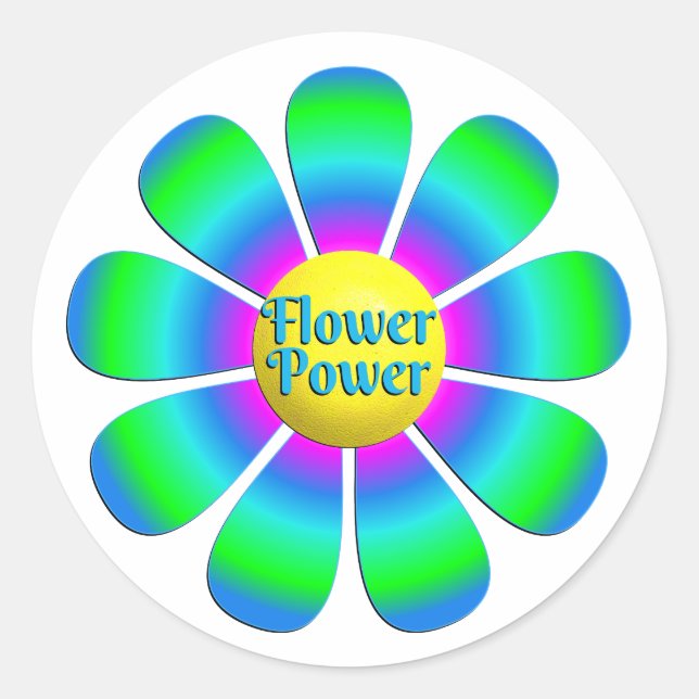 Big Flower Power Classic Round Sticker (Front)
