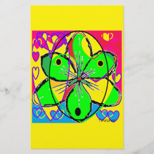 Big flower signed original art design very pretty stationery