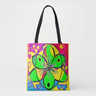 Big flower signed original art design very pretty tote bag