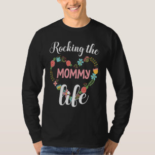 Big Flowers Heart Rocking The Mommy Happy Mama Son T-Shirt