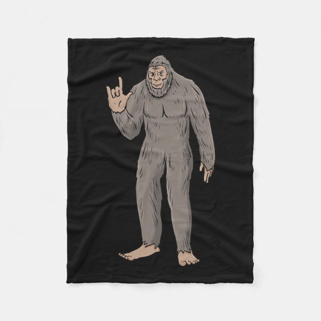Big Foot Asl Hand Gesture Deaf Hearing Loss Awaren Fleece Blanket (Front)