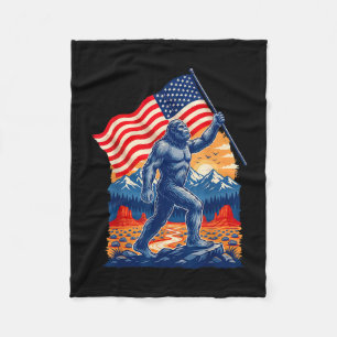 Big foot bigfoot sasquatch american flag patriotic fleece blanket