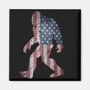 Big Foot Bigfoot Sasquatch American Flag Patriotic Magnet