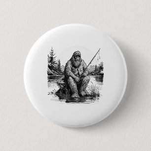 Big Foot Fishing Fishing Funny Sasquatch Fish 2 Inch Round Button