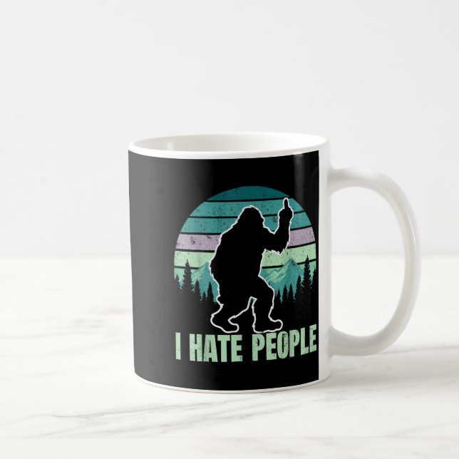 Big Foot I Hate People Middle Finger Sasquatch Ret Coffee Mug (Right)