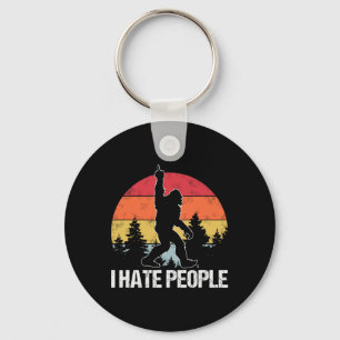 Big Foot I Hate People Middle Finger Sasquatch Ret Keychain