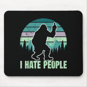 Big Foot I Hate People Middle Finger Sasquatch Ret Mouse Pad