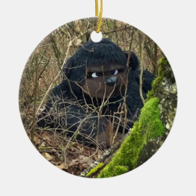 Big Foot in the Forest Ceramic Ornament (Front)