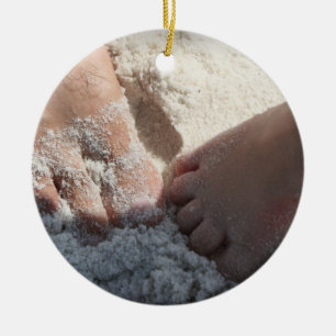 Big Foot Little Foot at the Beach Florida gulf Ceramic Ornament