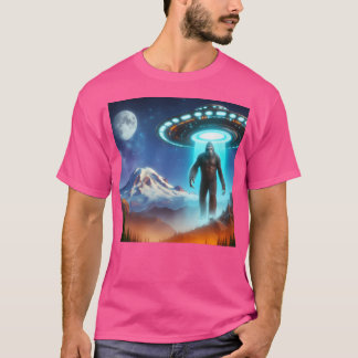 Big Foot On Mountain Rainier Being Beamed Up By Uf T-Shirt