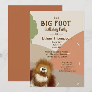   Big Foot/ Sasquatch Birthday Party   Invitation