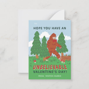 Big Foot Sasquatch Classroom Valentine's Exchange  Card