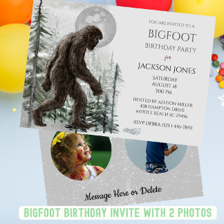 Big Foot/ Sasquatch  Two Photo Birthday Party   Invitation