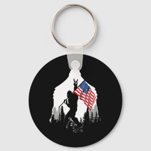 Big Foot Shirt Bigfoot American Flag Patriotic  Keychain