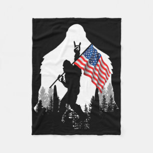Big Foot Shirt - Bigfoot Sasquatch American Flag P Fleece Blanket