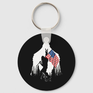 Big Foot Shirt - Bigfoot Sasquatch American Flag P Keychain
