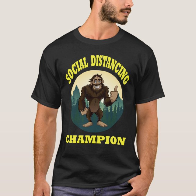 Big Foot Social Distancing Funny T-Shirt (Front)