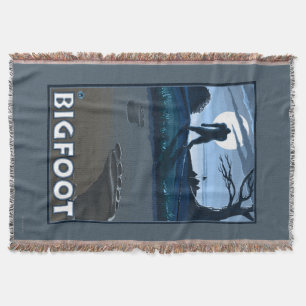 Big Foot walking through Golf Course Throw Blanket