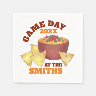 Big Football Game Tailgate Party Chips Cheese Dip Napkin