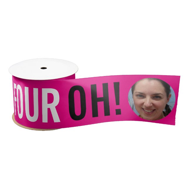 Big Four OH! three photos pink birthday Satin Ribbon (Spool)