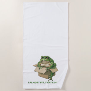 Big Frog in Small Box – I Almost Fit Meme Design Beach Towel