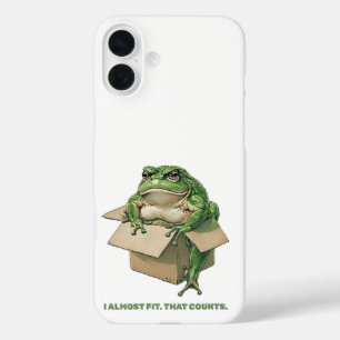 Big Frog in Small Box – I Almost Fit Meme Design iPhone 16 Plus Case