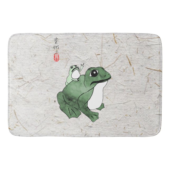 Big Frog Little Japanese Frog Toad 19th Century  Bath Mat (Front)