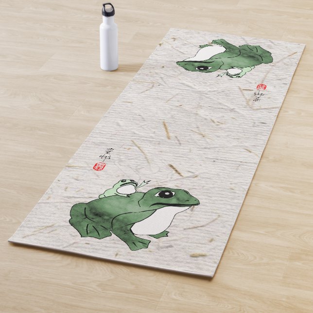 Big Frog Little Japanese Frog Toad 19th Century  Yoga Mat (In Situ)