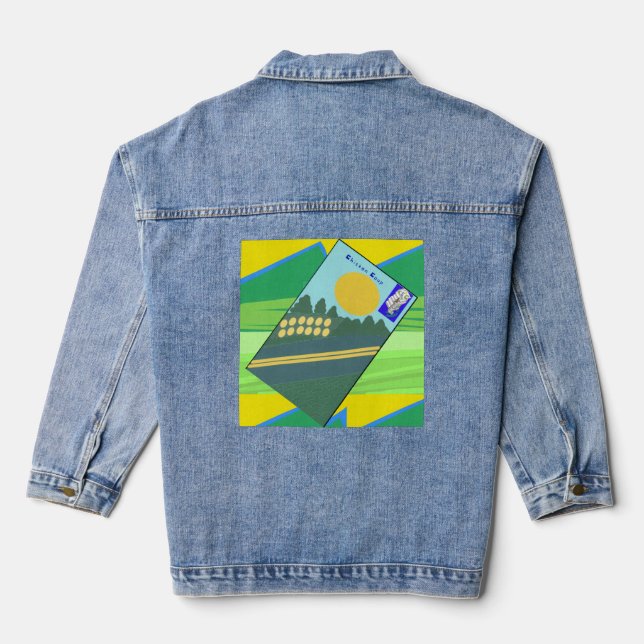 Big Funny Eggs Crossing the Road Denim Jacket (Back)