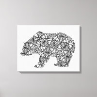 Big Geometric Bear Art Adult Colouring Page