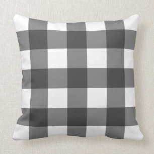 Big Gingham Pattern – Monochrome Throw Pillow