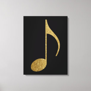 big gold colour musical note canvas print