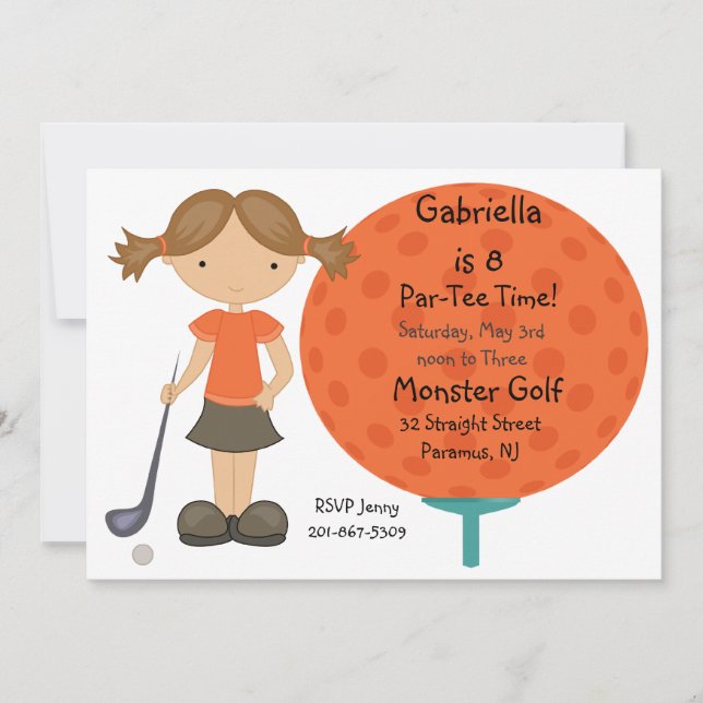 Big Golf Ball Girls Party Invitation (Front)