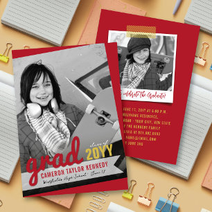 Big Grad Scribbles Photo Modern Graduation Party Invitation