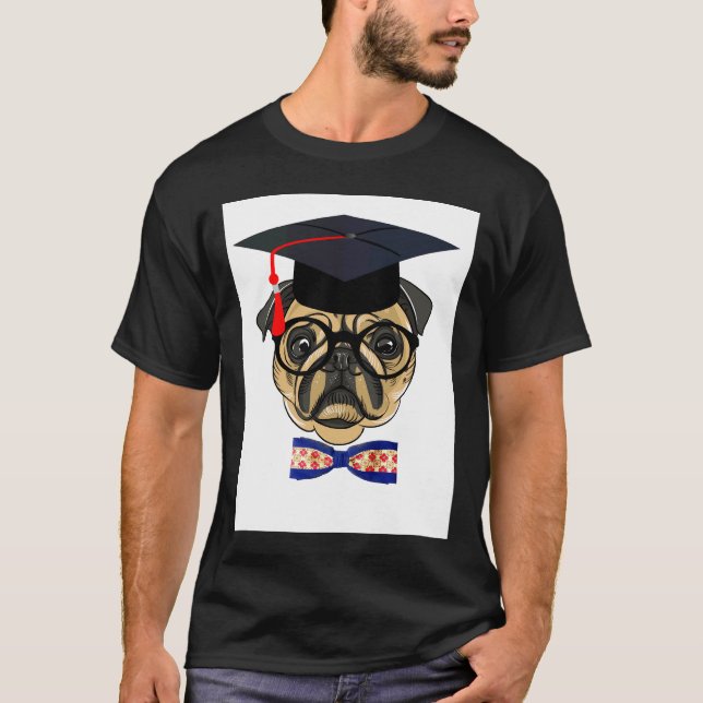 Big Graduated Pug Dog T-Shirt (Front)