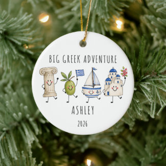 Big Greek Adventure Personalized Travel Ceramic Ornament