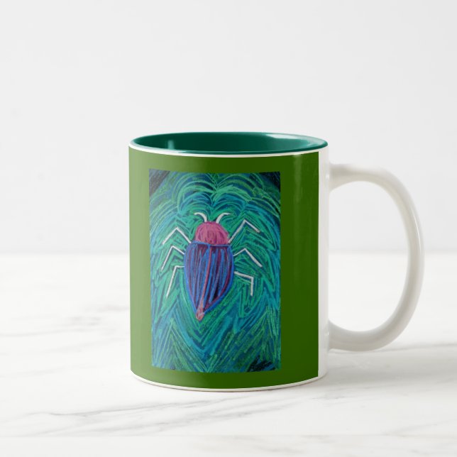 Big green Bug v Two-Tone Coffee Mug (Right)