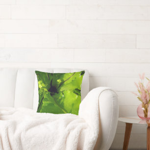 Big Green Fern Leaves, Throw Pillow