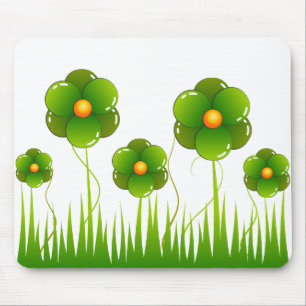 Big green flowers mouse pad