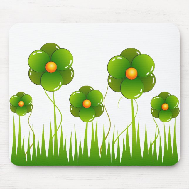 Big green flowers mouse pad (Front)