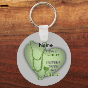 Big green heart nurse  keychain