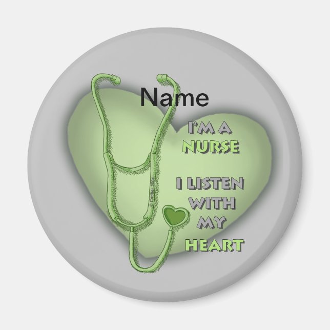 Big green heart nurse  magnet (Front)