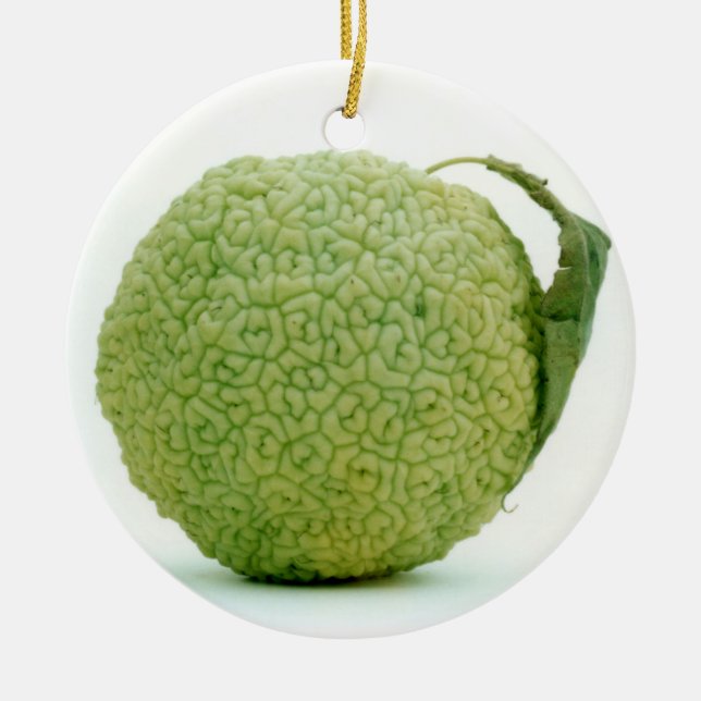 Big Green Hedgeapple Ceramic Ornament (Front)