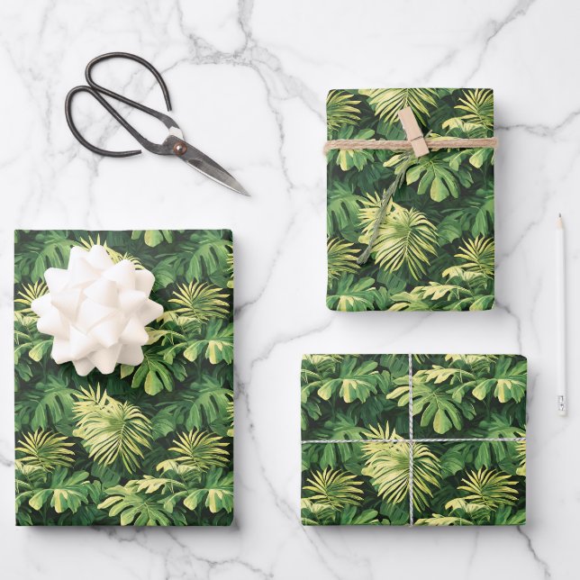 Big Green Leaves  Wrapping Paper Sheet (Front)