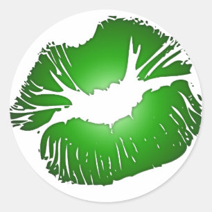 Big Green Lips Classic Round Sticker