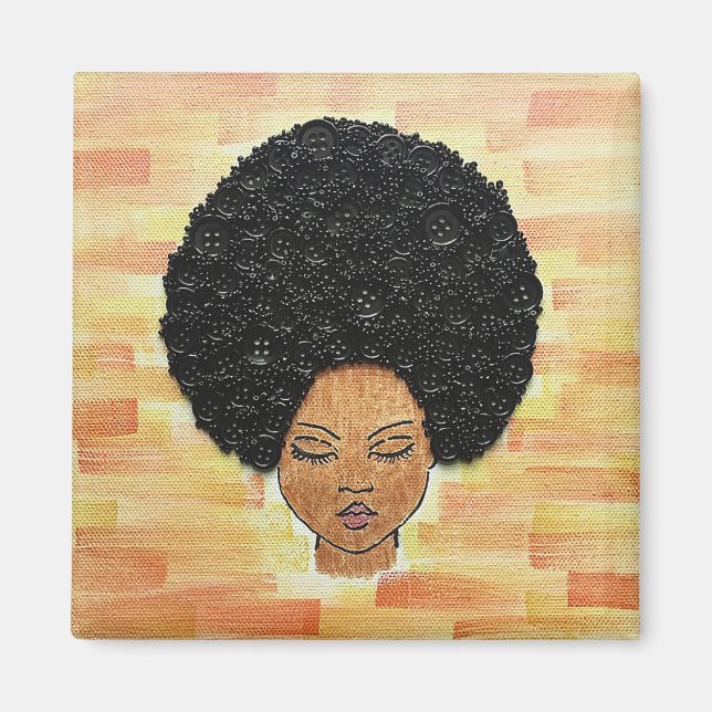 Big Hair Button Art Magnet (Front)