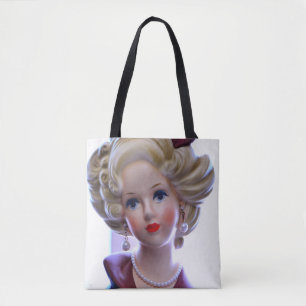 Big Hair Head Vase Retro Lady 1960s Chic Tote Bag